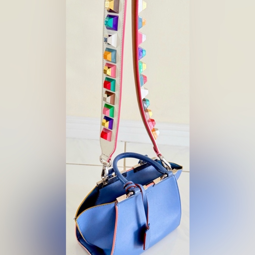 Fendi Leather 3Jours Mini with Rainbow Studded Bag Strap